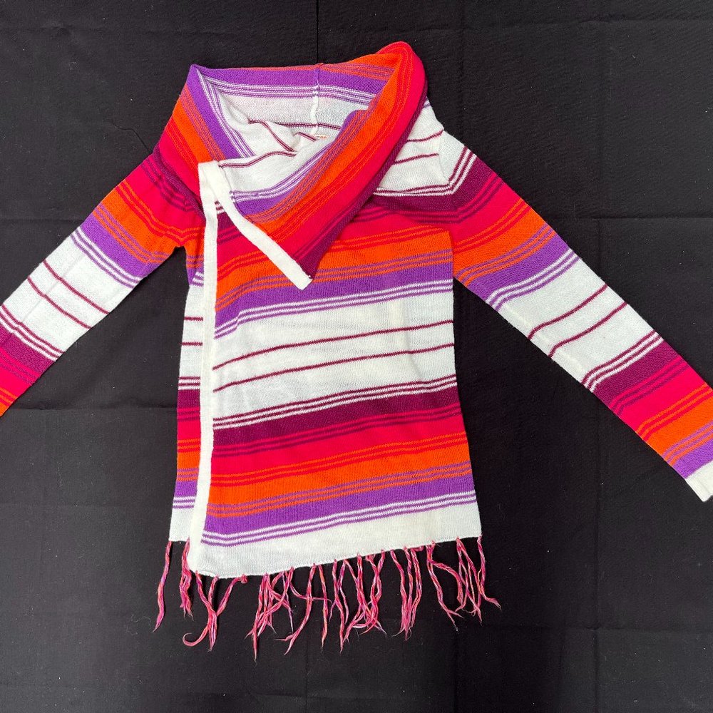 Route 66 - Red, Orange, Purple and White Strips Cardigan Wrap